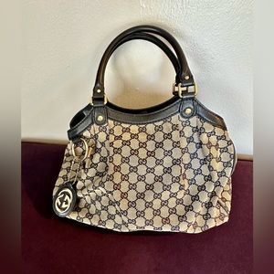 100% Authentic Gucci Blue Canvas Medium Sukey Bag